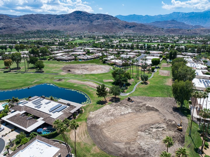 Hole 5 green following demolition, shown cleared and graded—ready for the next phase of shaping and contour development.